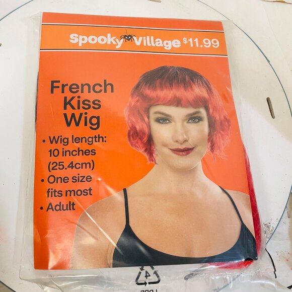 French Kiss Wig Spooky Village Red Bob One Size Adult 10" Synthetic Hair - Picture 1 of 2